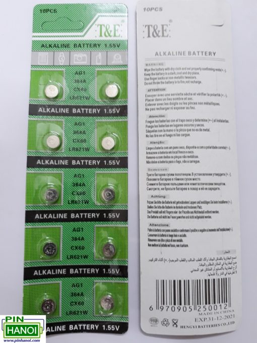 Vỉ 10 Pin cúc áo Alkaline AG1 - SR621SW - GP364