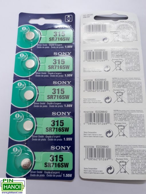 Pin cúc áo Sony Silver Oxide bạc SR716SW - 315