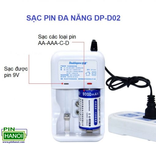 Sạc pin đa năng DP-D02 Doublepow (sạc pin 9v, pin tiểu, pin trung, pin đại, pin đũa)