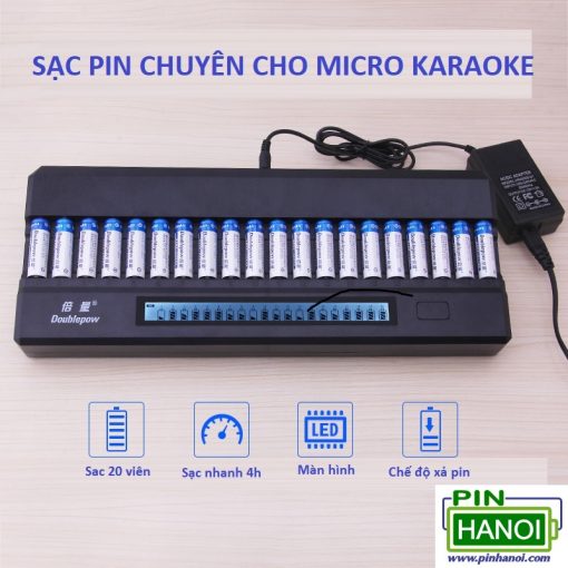 Sạc pin 20 viên màn hình LCD DoublePow DP-K20