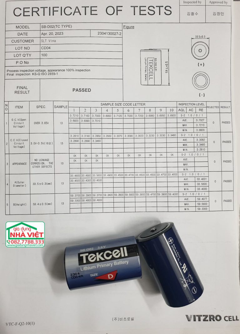 Pin Tekcell Pin TEKCELL SB-D02 3.6V 19000mAh ER34615 LS33600 - Pin Hà Nội