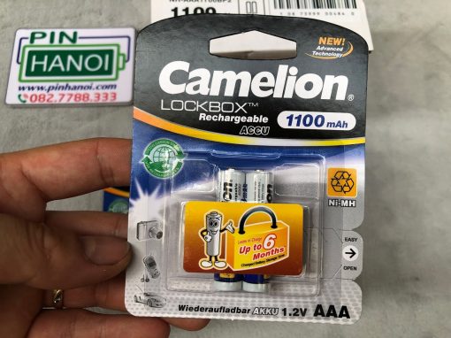 Bộ 2 pin đũa sạc AAA Camelion Lockbox Rechargeable ACCU 1.2V 1100mAh NH-AAA1100LBP2