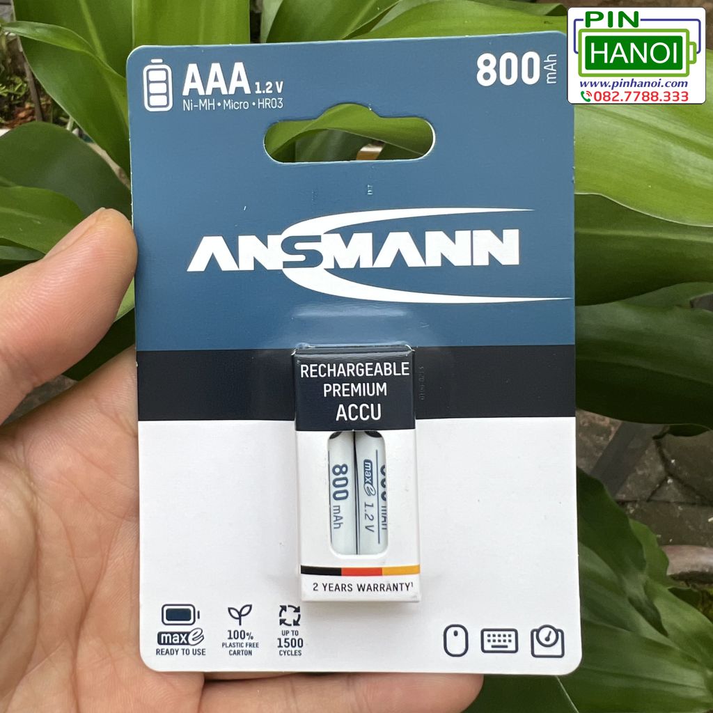 Vỉ 2 pin sạc ANSMANN Pin Đũa NiMH HR03 AAA 800mAh BL2 5035332