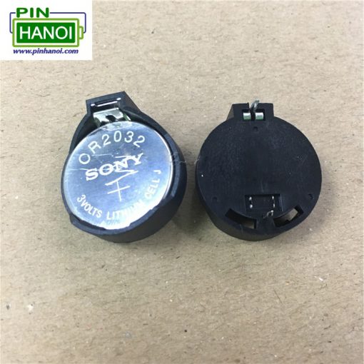 Đế cài pin cúc áo hàn chân nằm ngang CR2032 LIR2032 ML2032