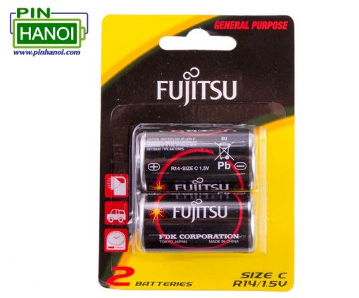 Vỉ 2 pin trung than Fujitsu Carbonzinc C R14 (2S)