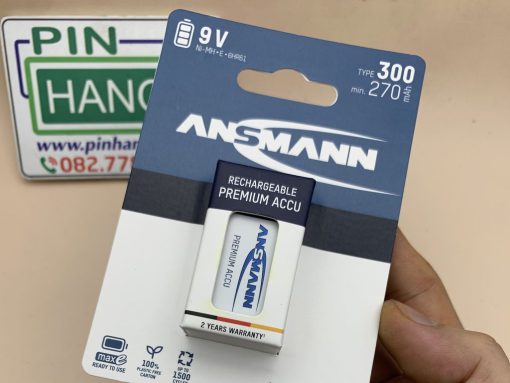 Pin sạc ANSMANN 9V NiMH E-Block 6F22 dung lượng cao 300mAh 6HR61