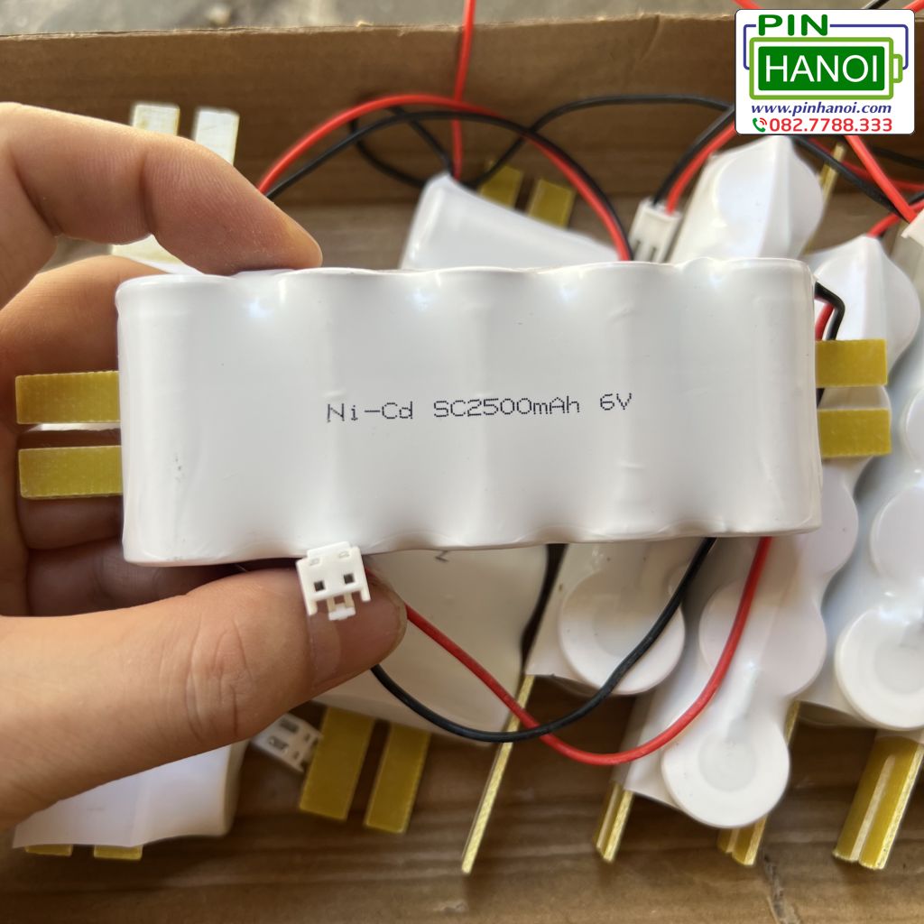 Pin nuôi nguồn đèn sự cố Exit SC2500 6V Ni-CD 2500mAh ghép 5 cell SC