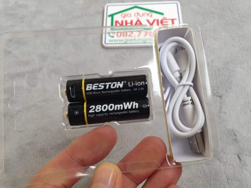 Bộ 2 pin tiểu sạc AA Beston 1.5V 2800mWh microUSB Li-ion 2AM-75