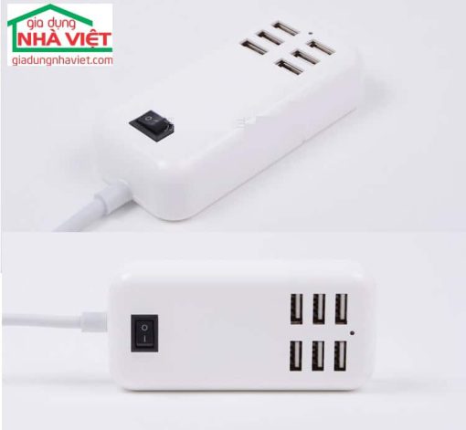 Bộ sạc để bàn 30W 6 cổng USB đầu cắm chuẩn EU VN có công tắc JBF07