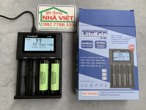 Bộ sạc 4 pin 18650 26650 LiitoKala Lii-M4 LCD Type-C đo dung lượng pin