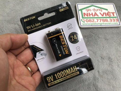 Pin sạc vuông 9V microUSB 1000mAh Beston 9VM-10CV