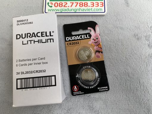 Vỉ 2 pin cúc áo Duracell CR2032 Lithium Coin 3V