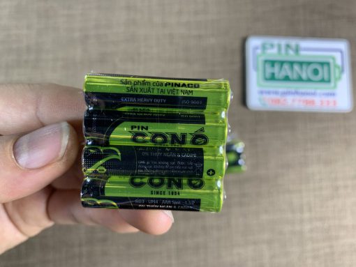 Vỉ 4 Pin đũa AAA Con Ó Decal R03 Pinaco màu xanh nõn chuối