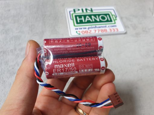 Pin ghép 2 pin PLC Maxell ER17/50 3.6V dây cắm 4 chân