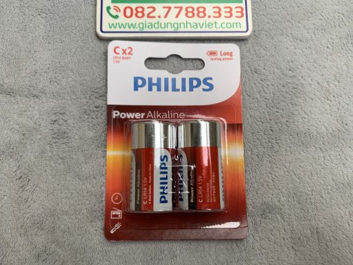 Bộ 2 pin trung Alkaline Philips LR14 Baby LR14P2B C 1.5V