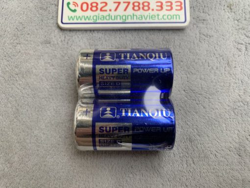 Vỉ 2 pin đại TIANQIU Carbon Zinc R20P UM1 1.5V