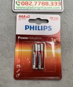 Vỉ 2 pin đũa kiềm Philips Power Alkaline AAA LR03 Micro 1.5V