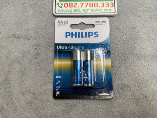 Vỉ 2 pin tiểu kiềm Philips Ultra Alkaline AA LR6 15AU 1.5V