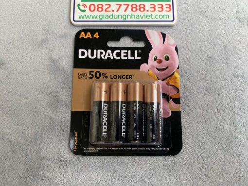 Vỉ 4 pin tiểu kiềm Duracell Coppertop Alkaline AA LR6 MN1500 1.5V