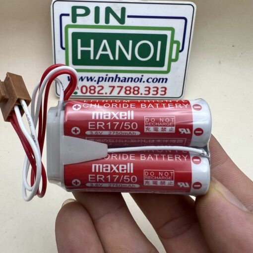 Pin ghép 2 pin PLC Maxell ER17/50 3.6V dây cắm 4 chân màu nâu cao