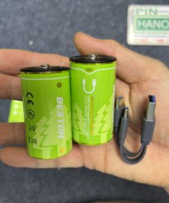 Bộ 2 pin sạc cỡ đại D Beston 1.5V 7400mWh Lithium USB-C DLC-50 P2-04C